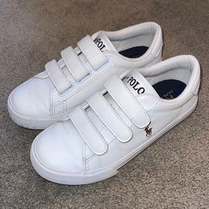 Kids White Polo Velcro Sneakers